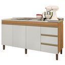 Ver imagem 2 de Balcão Gabinete com Pia 160cm 3 Portas Karen P14 Nature/off White - Mpozenato