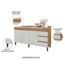 Ver imagem 3 de Balcão Gabinete com Pia 160cm 3 Portas Karen P14 Nature/off White - Mpozenato