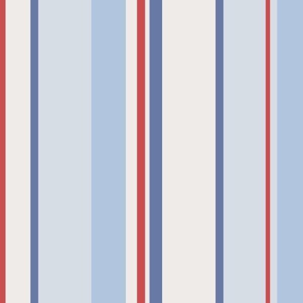 Listrado Azul e Vermelho - Papel de Parede - 0,58 x 2,50m - 2