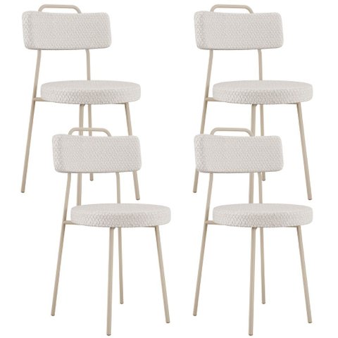 Kit 04 Cadeiras Decorativas Estofada Sala Jantar Barcelona Arena L02 Bouclê Cru - Lyam