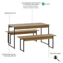 Ver imagem 3 de Mesa de Jantar Tub C-02 Bancos Lâmina Mel - Est.preta Lâmina Mel - Est.preta