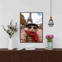 Ver imagem 1 de Quadro Foto Selfie Gata em Paris 33x24cm - com Vidro:moldura Preta