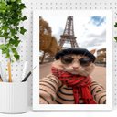Ver imagem 2 de Quadro Foto Selfie Gata em Paris 33x24cm - com Vidro:moldura Preta