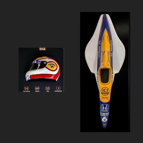 Conjunto Quadros 3D F1 Carro FW11 87 e Capacete 88 NP - Gran Belo