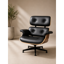 Ver imagem 2 de Poltrona Charles Eames com Puff - Couro Preto - Freijó