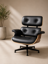 Ver imagem 2 de Poltrona Charles Eames com Puff - Couro Preto - Freijó