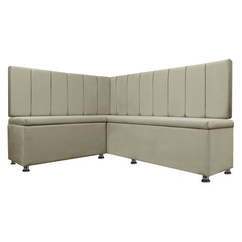 Canto Alemão Ripado 4 Lugares 1,25x1,60m Veludo - Sofa Store:veludo Bege