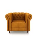 Ver imagem 6 de Poltrona Decorativa Sala de Estar Stanford Chesterfield Pés de Madeira Couro Mel G58 - Gran Belo