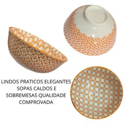 Cumbuca Bowls Kit 6 Peças Tigelas Estampados 300ml Vintage - 3