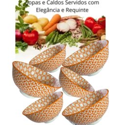 Cumbuca Bowls Kit 6 Peças Tigelas Estampados 300ml Vintage - 4