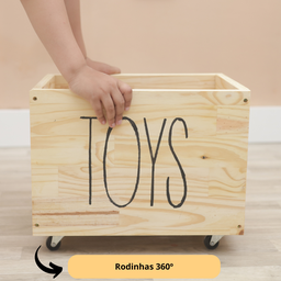 Caixote Baú Madeira Little Toys Organizador para Brinquedos com Rodinhas - 5