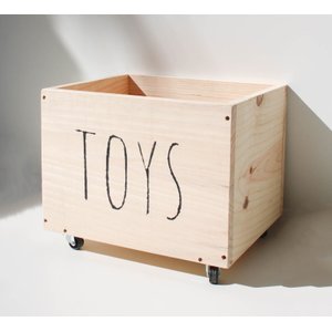 Caixote Baú Madeira Little Toys Organizador para Brinquedos com Rodinhas