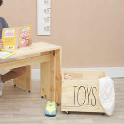 Caixote Baú Madeira Little Toys Organizador para Brinquedos com Rodinhas - 7