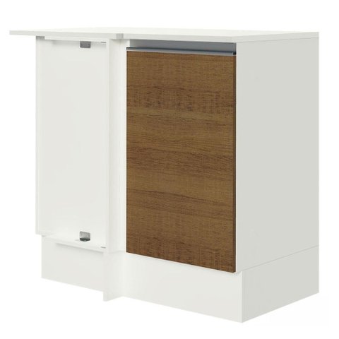 Balcão Smart 100% Mdf com Tampo 1 Porta Branco Rustic