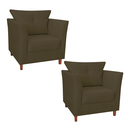 Ver imagem 1 de Kit 02 Poltrona Estofada Com Almofada Isis Recepção Consultório Corano Marrom - LM DECOR