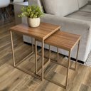 Ver imagem 2 de Conjunto de Mesas Ninho Atlanta Amadeirado - DOURADO