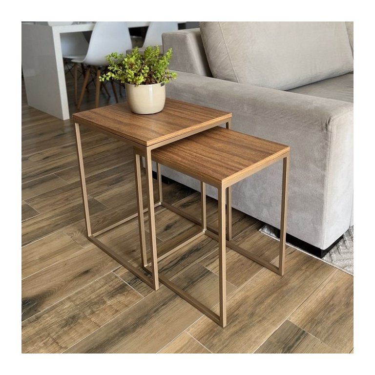 Conjunto de Mesas Ninho Atlanta Amadeirado - DOURADO