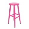 Banqueta Country Banco Alto Liso de Madeira - Rosa - 1