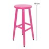 Banqueta Country Banco Alto Liso de Madeira - Rosa - 2