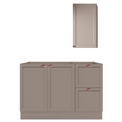 Balcão para Pia 120 cm e Armário Aéreo 41 cm Unna Gris Poliman