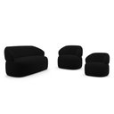 Ver imagem 1 de Kit 02 Poltronas Giratória e 01 Sofá Orgânico Glee 02 Lugares 140cm Veludo Preto - Desk Design