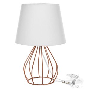 Abajur Cebola Dome Branco com Aramado Cobre