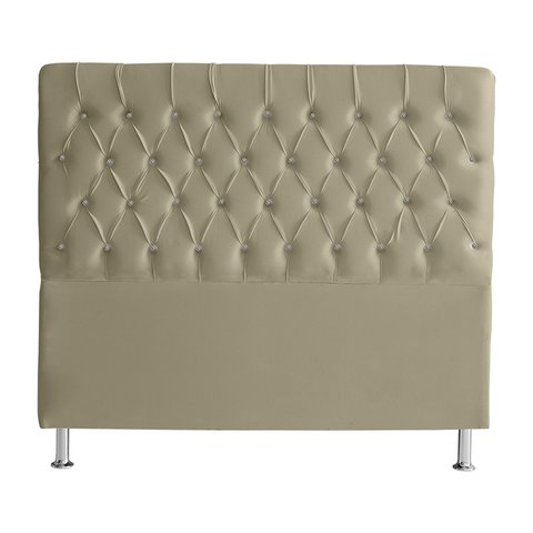 Cabeceira de Cama Box Paris King 195 Cm Botão Strass Suede Bege Eli Móveis
