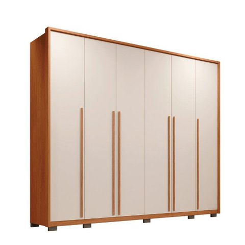 Guarda Roupa Casal Valentino 265 Cm 6 Portas de Bater com 6 Gavetas Mdf Freijo/offwhite G11 - Gran B