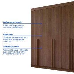Guarda-Roupa Casal MDF 8 Portas Ripado Império - 9