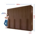 Ver imagem 3 de Guarda-Roupa Casal 100% MDF 8 Portas 8 Gavetas Império Ripado Marrom Castanho