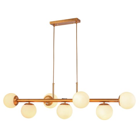 Luminária Pendente Jabuticaba Cor Dourado Globos Opaco Branco Inl100
