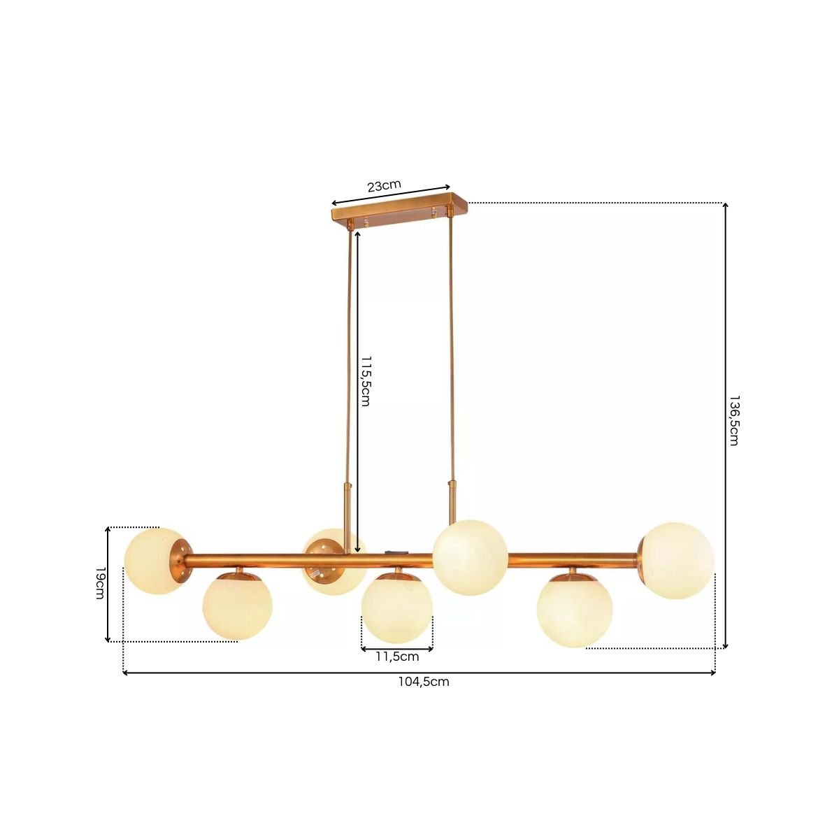 Luminária Pendente Jabuticaba Cor Dourado Globos Opaco Branco Inl100 - 2