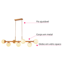 Ver imagem 5 de Luminária Pendente Jabuticaba Cor Dourado Globos Opaco Branco Inl100