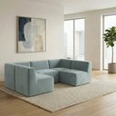 Ver imagem 3 de Sofá Modular Boucle Kit 5 Módulos Sofá em U 3 Meios e 2 Cantos Espuma Premium a Vácuo 3,85m - Azul