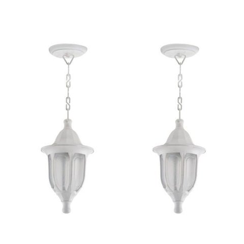 2 Pendente Colonial Branco Externo 52cm Retro Pergolado Alu37