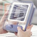 Ver imagem 4 de Ventilador Umidificador Agua 3 Velocidades Touch USB LED Verao Calor Casa Mesa Trabalho Estudo Silen