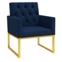 Ver imagem 2 de Kit 2 Poltronas para Recepção Thais com Base de Ferro Dourado Resistente Azul