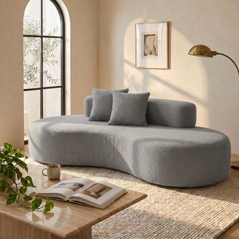 Sofá 3 Lugares na Caixa 180 cm Orgânico Arco Bouclê B05 - D'Rossi