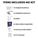 Ver imagem 2 de Tanque de Plástico 22l Branco+ Torneira Duas Saídas + Sifão Universal 61cm Branco + Veda Rosca