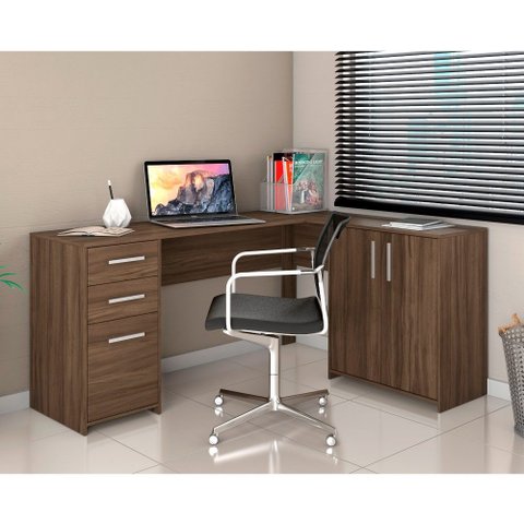 Mesa para Escritório em L Notável Office Nt 2005 Nogal Trend
