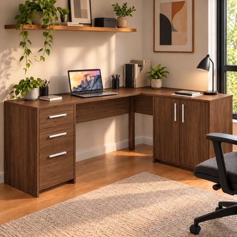 Mesa em L para Escritório Notável Office Nt 2005 Nogal Trend - Notável