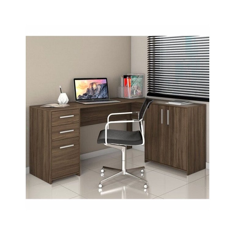 Mesa para Escritório em L Notável Office Nt 2005 Nogal Trend