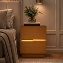 Ver imagem 5 de Mesa de Cabeceira 45cm MDF com LED 2 Gavetas Lateral Lumiar para Quarto Casal:Naturalle