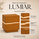 Ver imagem 3 de Mesa de Cabeceira 45cm MDF com LED 2 Gavetas Lateral Lumiar para Quarto Casal:Naturalle
