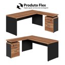 Ver imagem 7 de Mesa em L 150cm X 160cm Gaveteiro 3 Gavetas Pés Painel F5 Cor:nogal com Preto