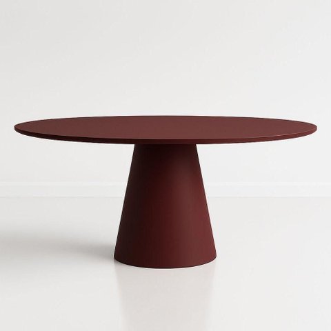 Mesa de Jantar Cone Oval 198x122 Cm Laca Vinho Marsala