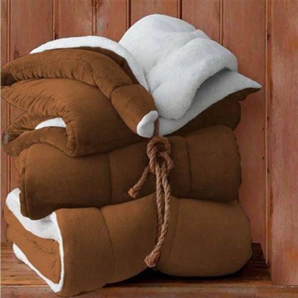 Coberdrom Flannel Sherpa Casal 180x220 Cappuccino Naturalle - 3