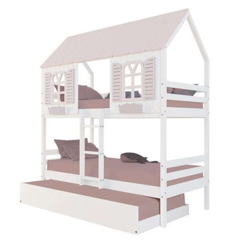 Treliche Casinha Bela - Madeira Maciça Branco/rosa | Housin