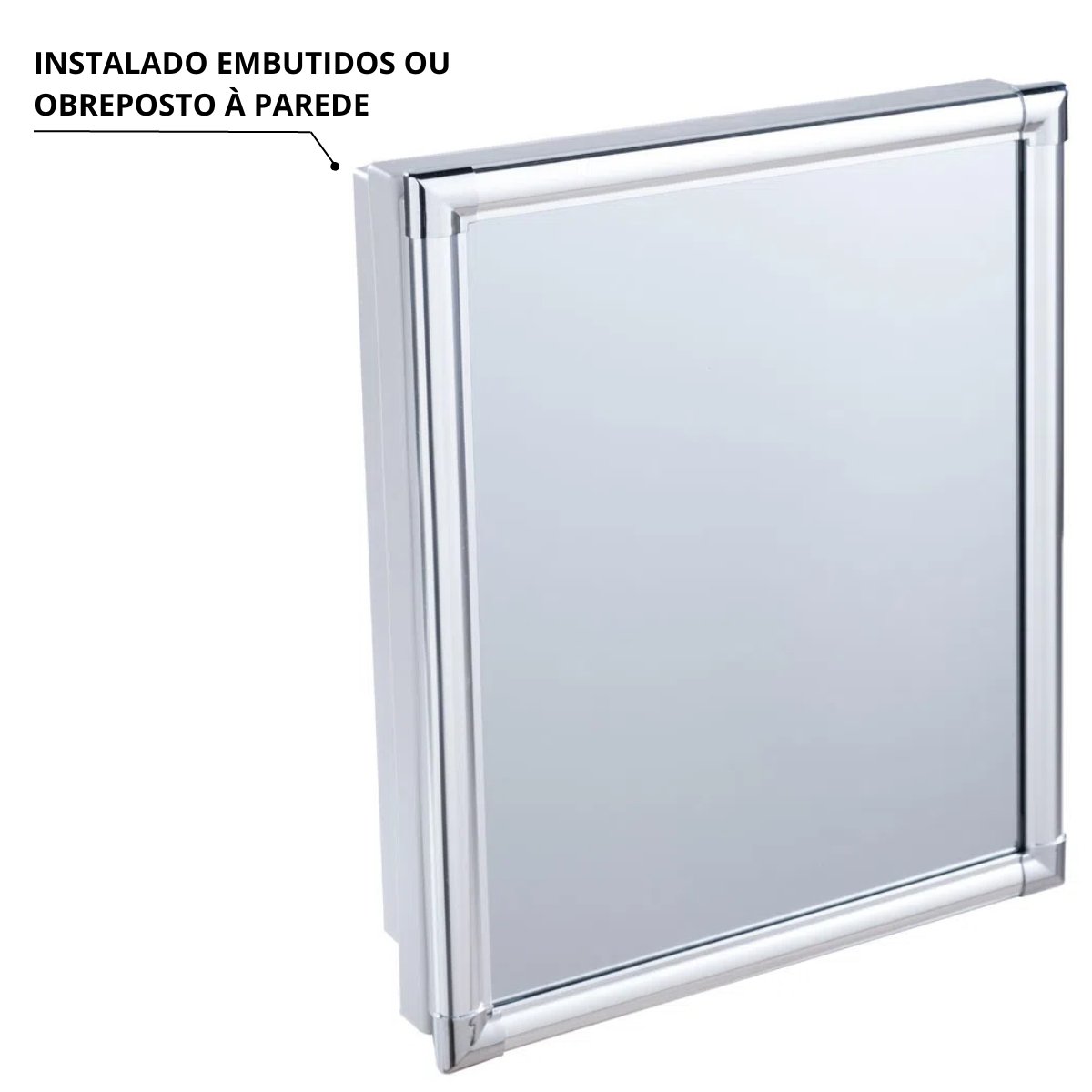 Armário Banheiro Espelheira Sobrepor e Embutir Cinza | Com Perfil de Alumínio | 31x10x36cm | 01 Port - 7