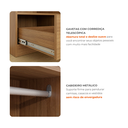 Ver imagem 7 de Guarda Roupa Casal Modulado 4 Peças 11 Portas 5 Gavetas com Cabeceira e Escrivaninha 100% MDF Smart Cinamomo Marrom